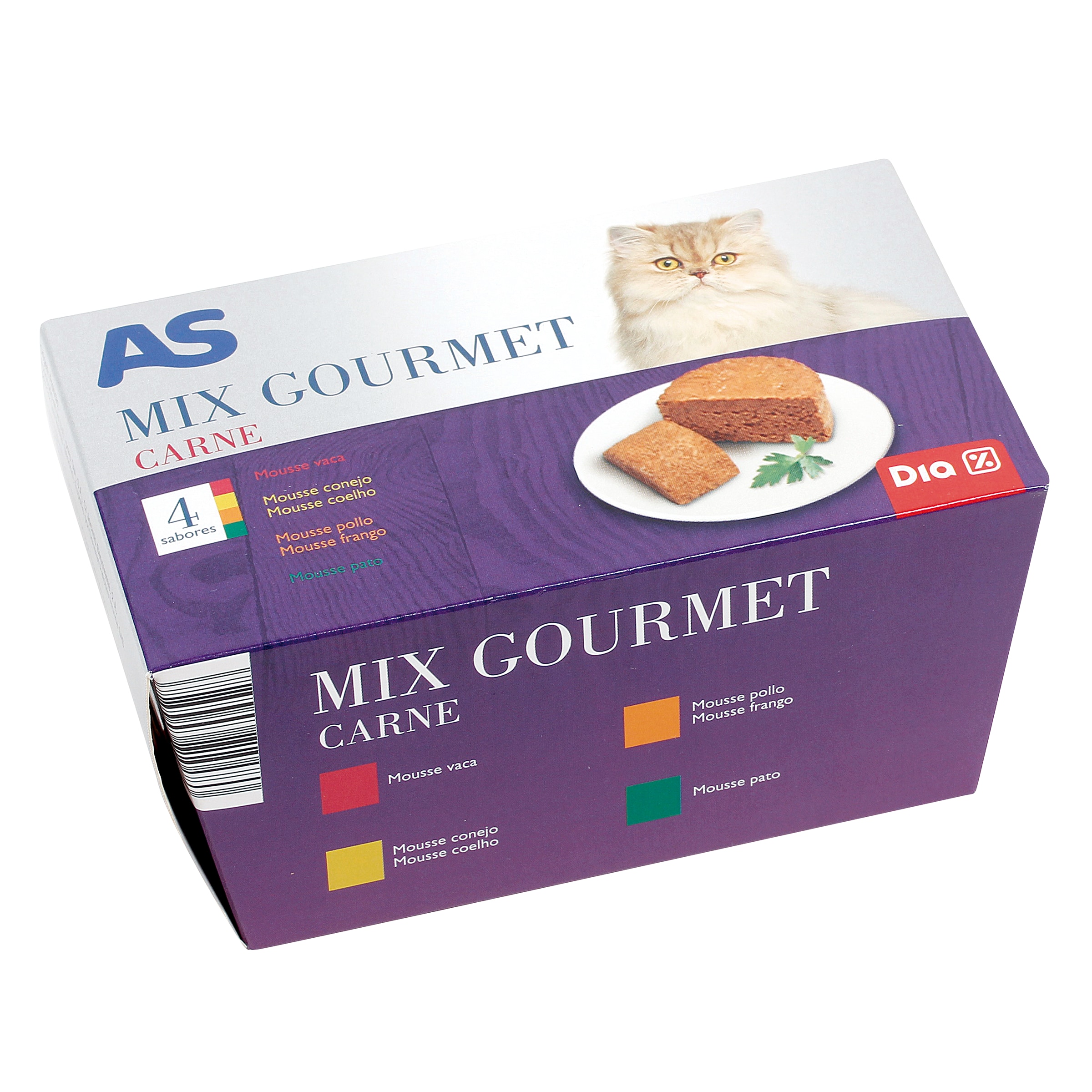 AS Mix gourmet alimento para gatos con carne tarro 4 x 85 gr