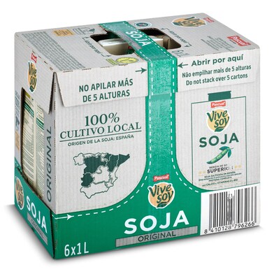 Bebida de soja Pascual Vivesoy pack 6 x 1 L-0 Bebida de soja Pascual Vivesoy pack 6 x 1 L-0
