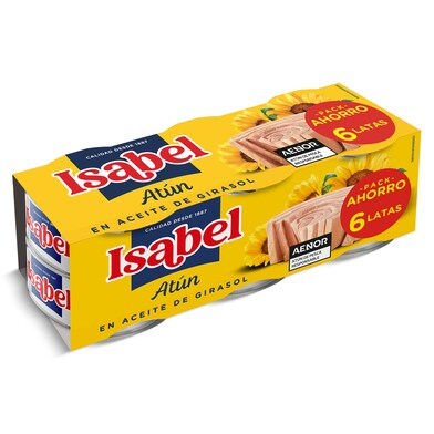 Atún en aceite de girasol Isabel lata 6 x 52 g-0 Atún en aceite de girasol Isabel lata 6 x 52 g-0