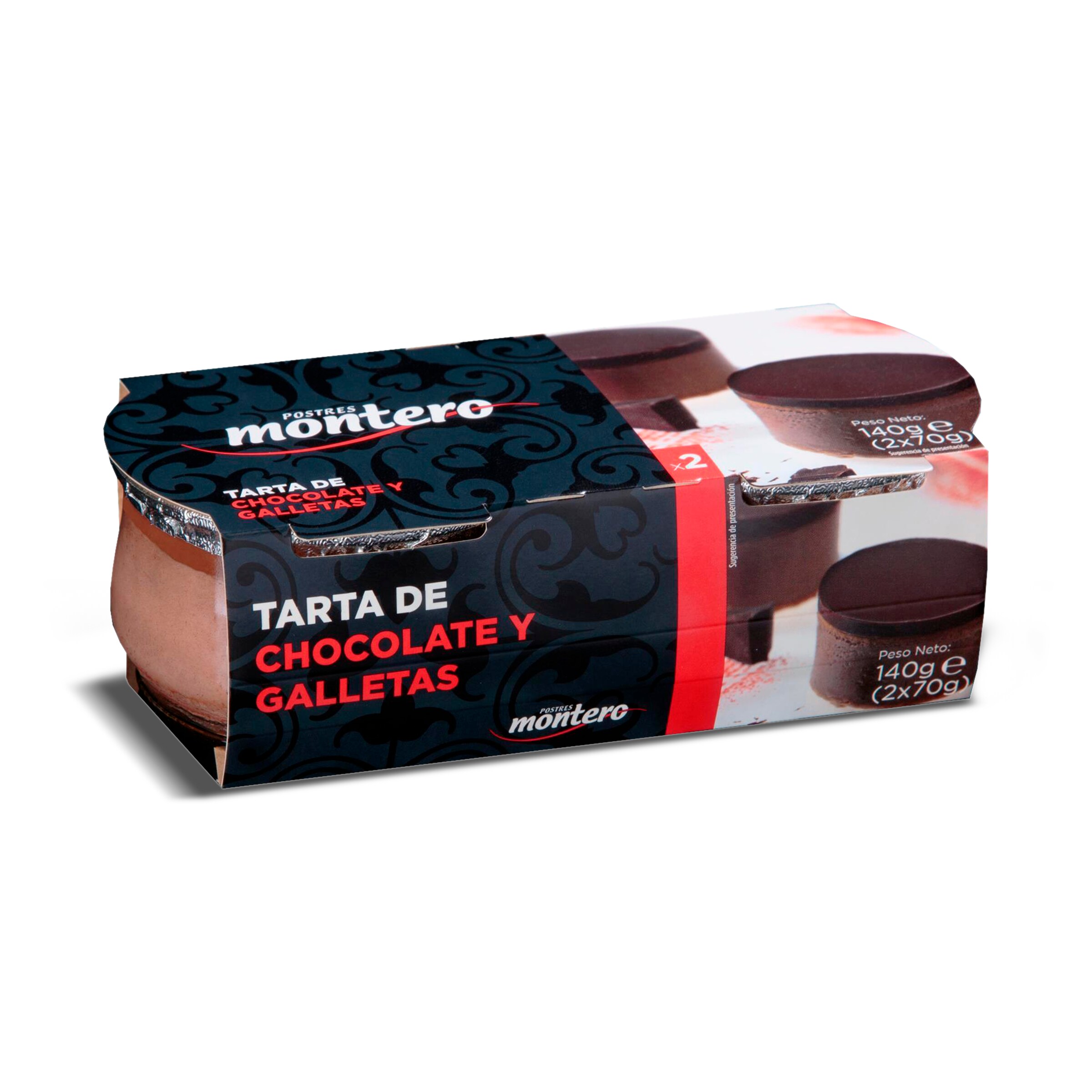 MONTERO tarta de chocolate y galletas pack 2 unidades 70 gr