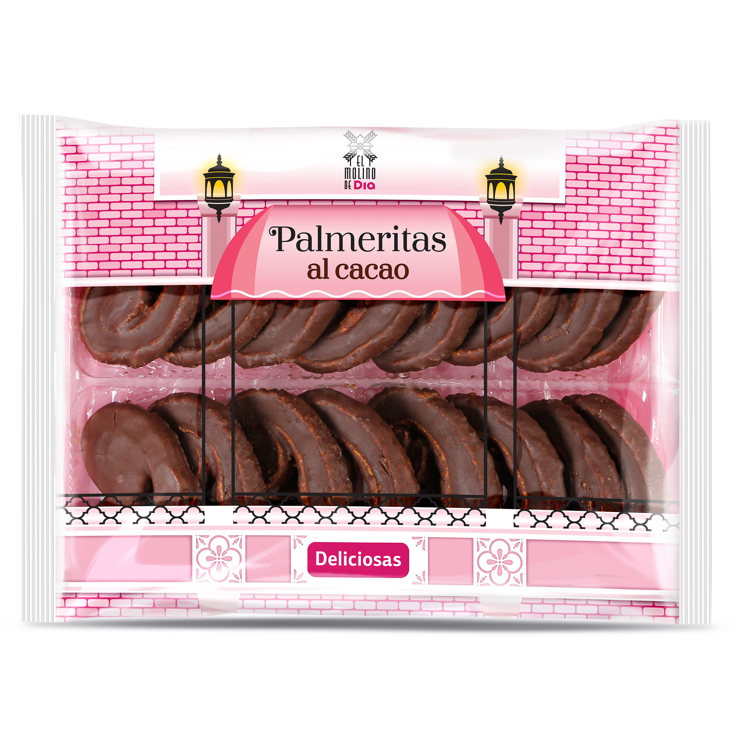 EL MOLINO DE DIA palmeritas de hojaldre al cacao bolsa 275 gr