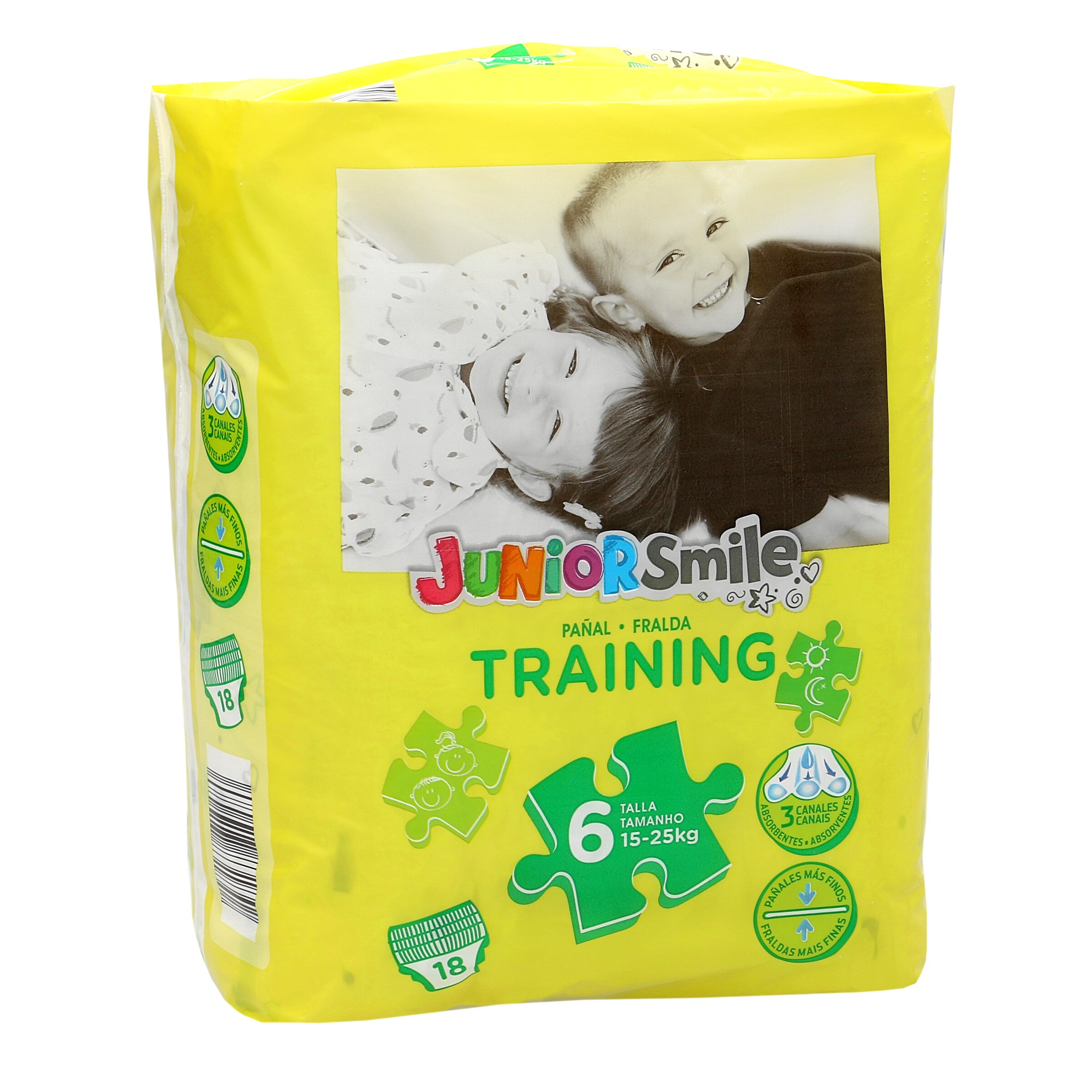 JUNIORSMILE braguita pañal unisex 15-25 kgs talla 6 paquete 18 uds