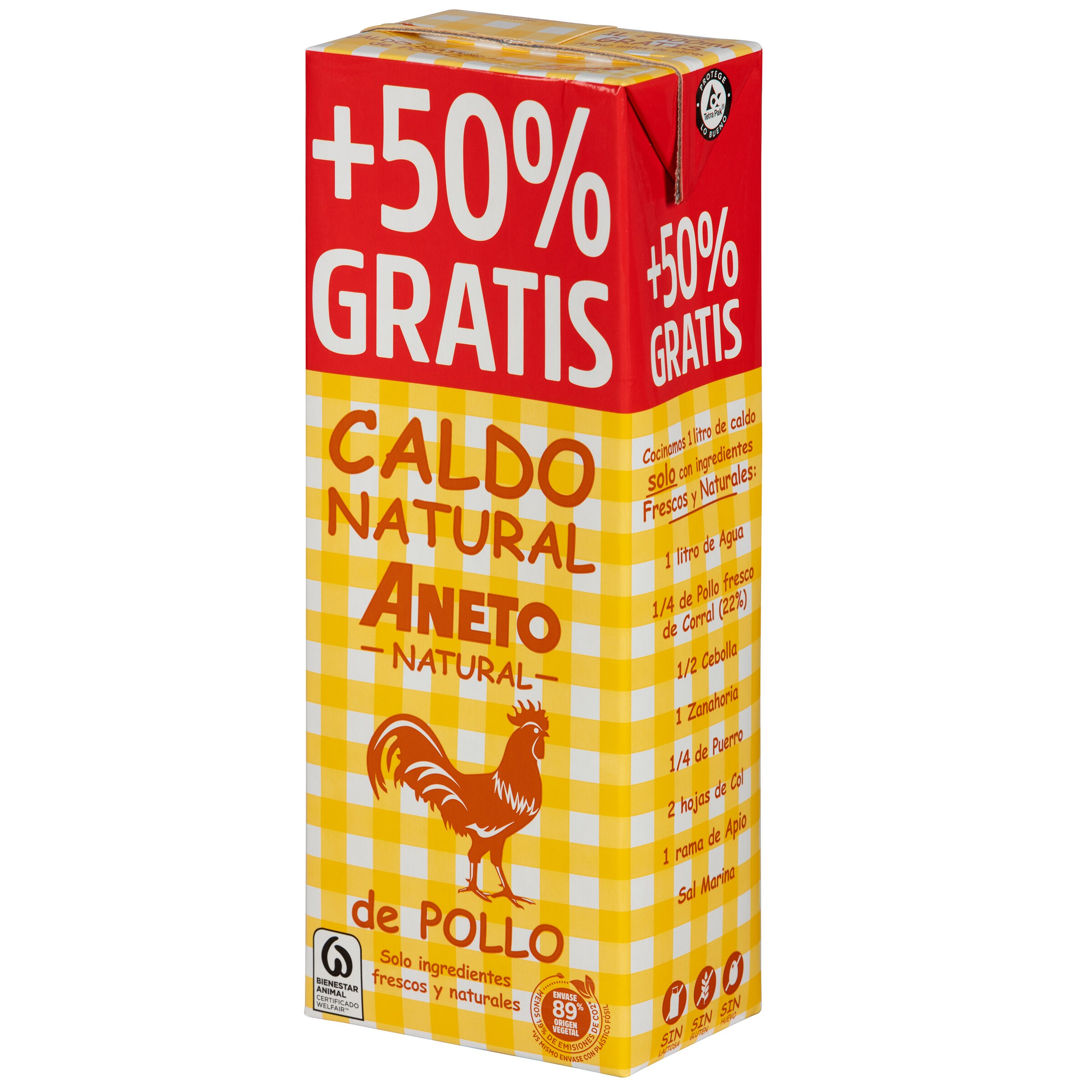 ANETO caldo natural de pollo envase 1.5 lt